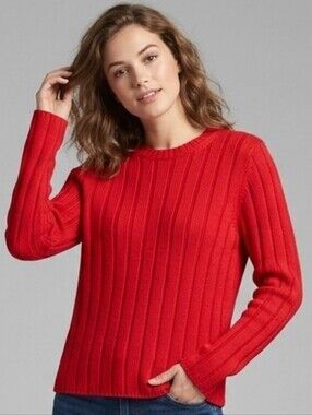 GAP Bright Red Ribbed Crewneck Sweater
